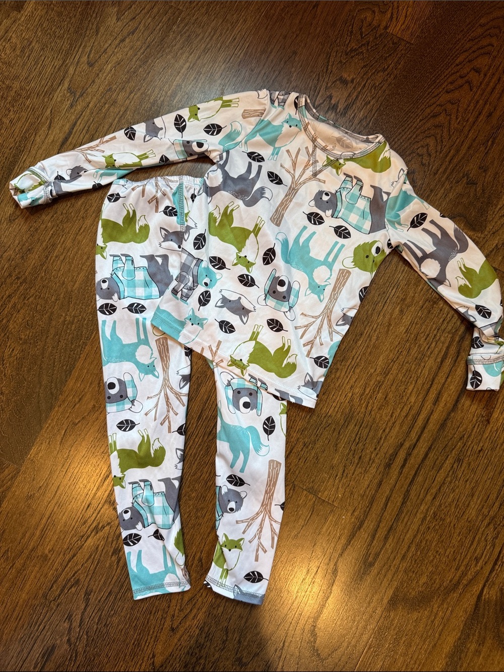 Cuddl Duds long underwear set 4T Fox bear woodland
